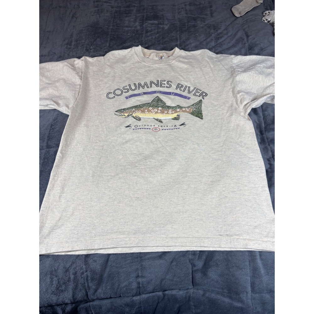Vintage SDI Cosumnes River Trout T Shirt Mens XL Made in USA Fishing Graphic Tee